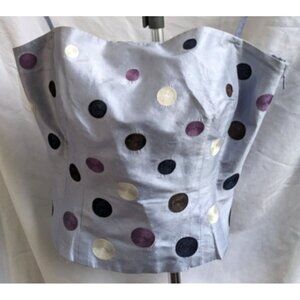 Vintage Y2K Ann Taylor FINITY Periwinkle Silk Strapless Corset Bodice Boned